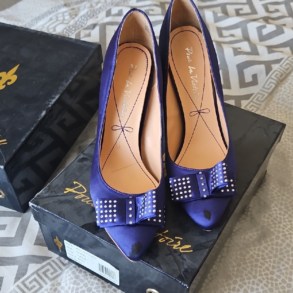 Pour La Victoire Purple Studded Heels